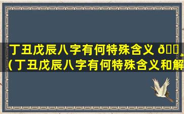 丁丑戊辰八字有何特殊含义 🕸 （丁丑戊辰八字有何特殊含义和解释）